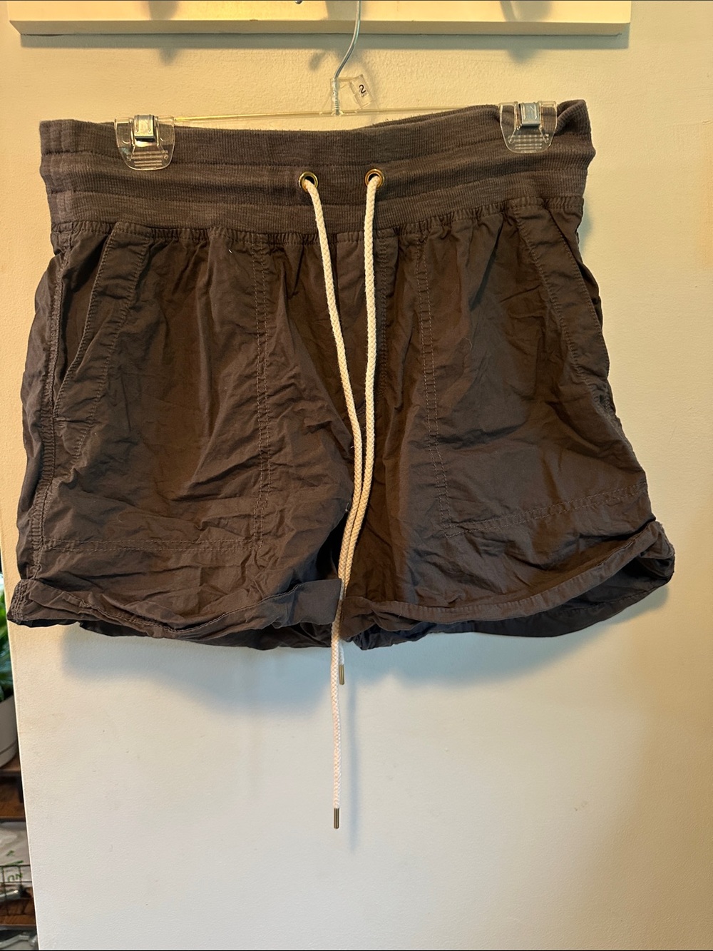 Lou & Grey Brown Ribbed Waist Athletic Drawstring Shorts
